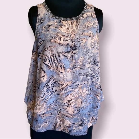 JUICY couture layered embellished gray and peach tank top Size Small - Picture 11 of 11